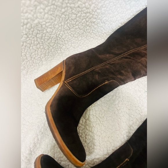 Vintage Brown leather upper boots size 9.5 to 10 fits very good condition - Picture 8 of 14